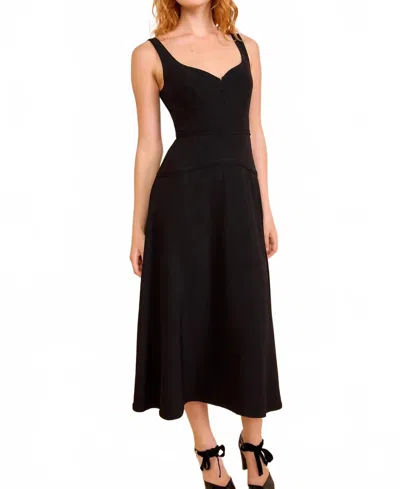 Ulla Johnson Vivi Sweetheart Midi Dress In Noir In Black