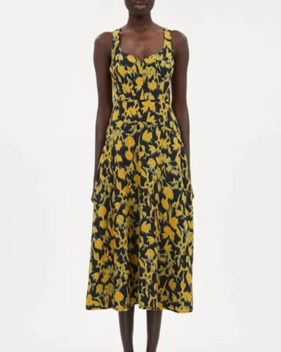 Ulla Johnson Vivi Sweetheart Neckline Midi Dress In Tourmaline In Brown