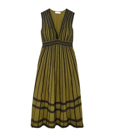Ulla Johnson V-neck Dress In Green