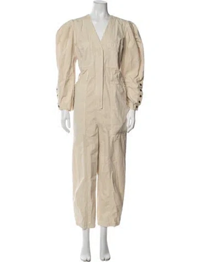 Pre-owned Ulla Johnson V-neck Jumpsuit In Neutrals