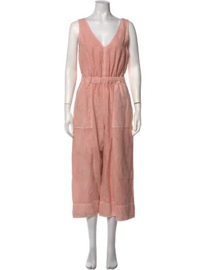 Pre-owned Ulla Johnson V-neck Jumpsuit In Pink