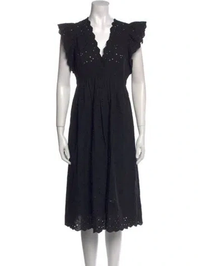 Pre-owned Ulla Johnson V-neck Knee-length Dress In Black