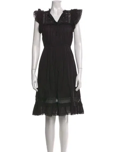 Pre-owned Ulla Johnson V-neck Knee-length Dress In Black