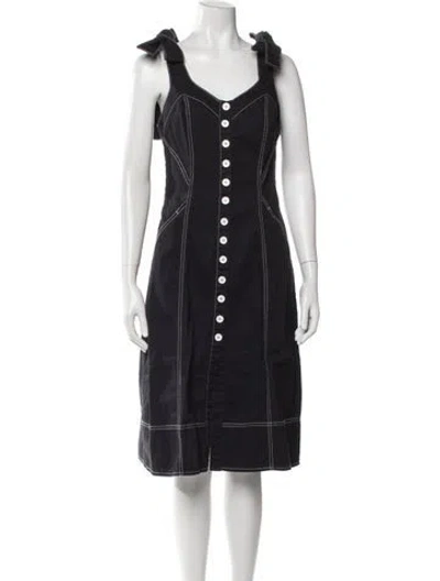 Pre-owned Ulla Johnson V-neck Knee-length Dress In Blue