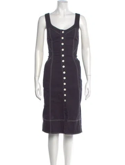 Pre-owned Ulla Johnson V-neck Knee-length Dress In Blue