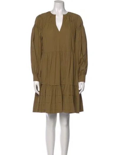Pre-owned Ulla Johnson V-neck Knee-length Dress In Green