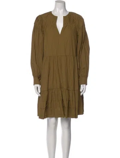 Pre-owned Ulla Johnson V-neck Knee-length Dress In Green