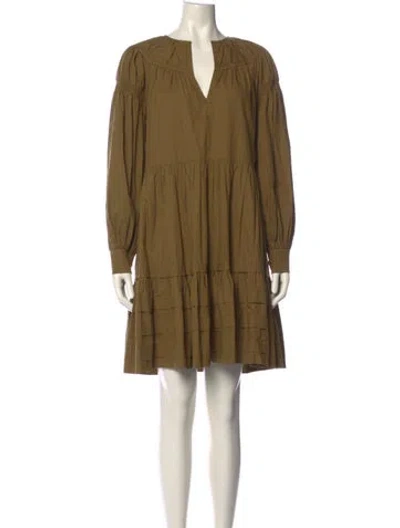 Pre-owned Ulla Johnson V-neck Knee-length Dress In Green