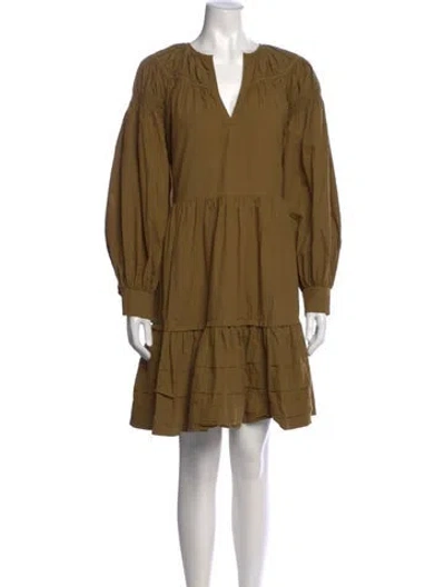 Pre-owned Ulla Johnson V-neck Knee-length Dress In Green