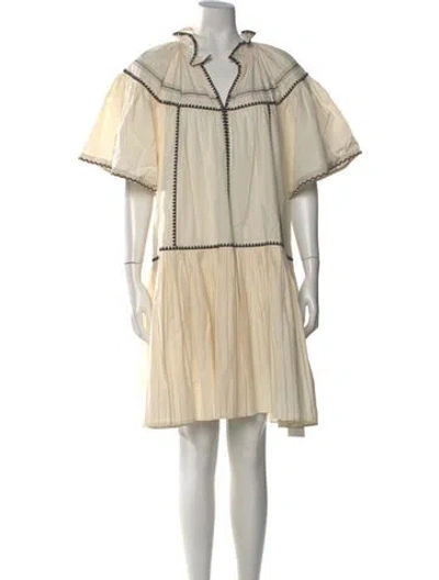 Pre-owned Ulla Johnson V-neck Knee-length Dress In Neutral