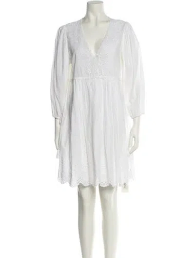 Pre-owned Ulla Johnson V-neck Knee-length Dress In White