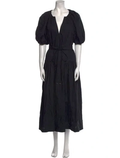 Pre-owned Ulla Johnson V-neck Long Dress In Black