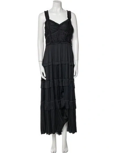 Pre-owned Ulla Johnson V-neck Long Dress In Black