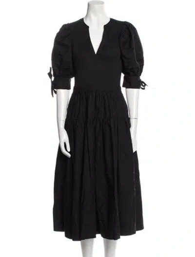 Pre-owned Ulla Johnson V-neck Long Dress In Black