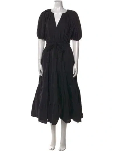 Pre-owned Ulla Johnson V-neck Long Dress In Black