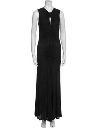 Pre-owned Ulla Johnson V-neck Long Dress In Black