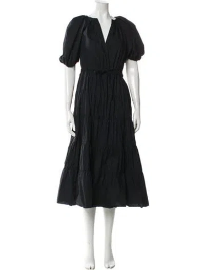Pre-owned Ulla Johnson V-neck Long Dress In Black