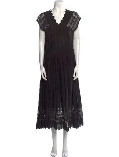 Pre-owned Ulla Johnson V-neck Long Dress In Black