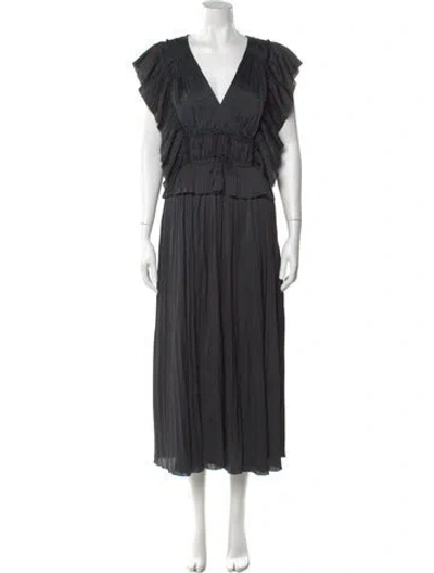 Pre-owned Ulla Johnson V-neck Long Dress In Black