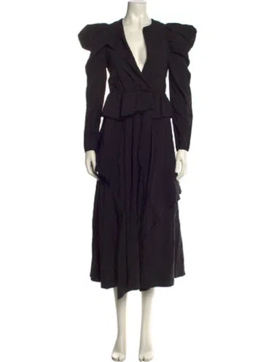 Pre-owned Ulla Johnson V-neck Long Dress In Black