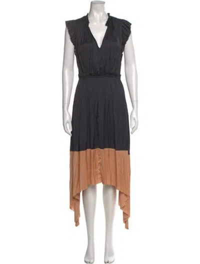 Pre-owned Ulla Johnson V-neck Long Dress In Black