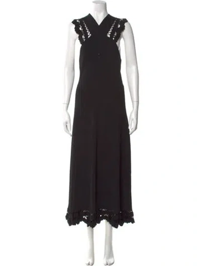 Pre-owned Ulla Johnson V-neck Long Dress In Black