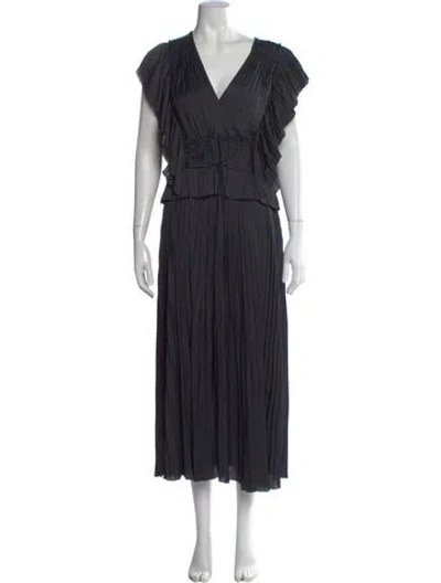 Pre-owned Ulla Johnson V-neck Long Dress In Black