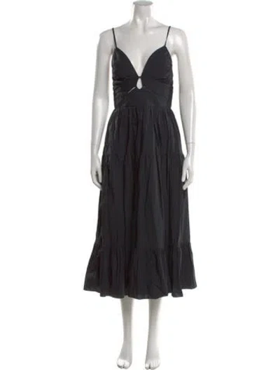 Pre-owned Ulla Johnson V-neck Long Dress In Black