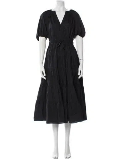 Pre-owned Ulla Johnson V-neck Long Dress In Black