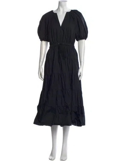 Pre-owned Ulla Johnson V-neck Long Dress In Black