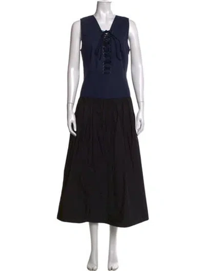 Pre-owned Ulla Johnson V-neck Long Dress In Black