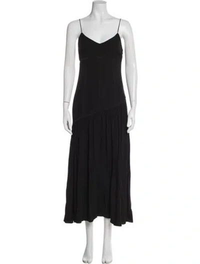 Pre-owned Ulla Johnson V-neck Long Dress In Black