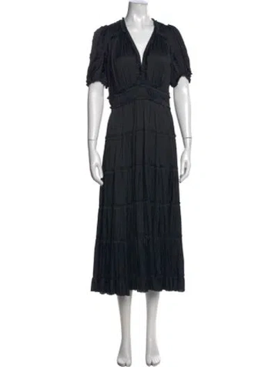 Pre-owned Ulla Johnson V-neck Long Dress In Black