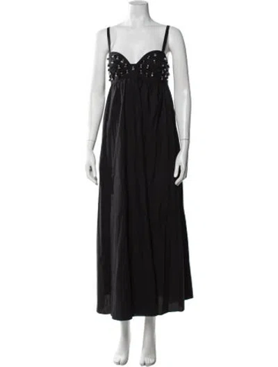 Pre-owned Ulla Johnson V-neck Long Dress In Black