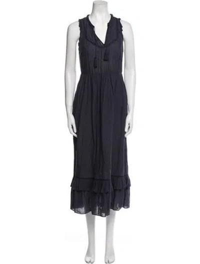 Pre-owned Ulla Johnson V-neck Long Dress In Blue