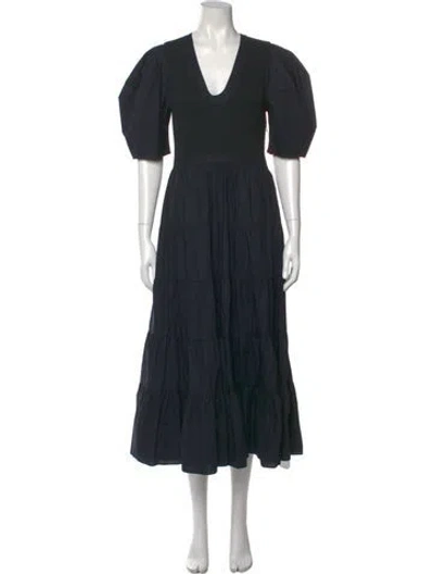 Pre-owned Ulla Johnson V-neck Long Dress In Blue