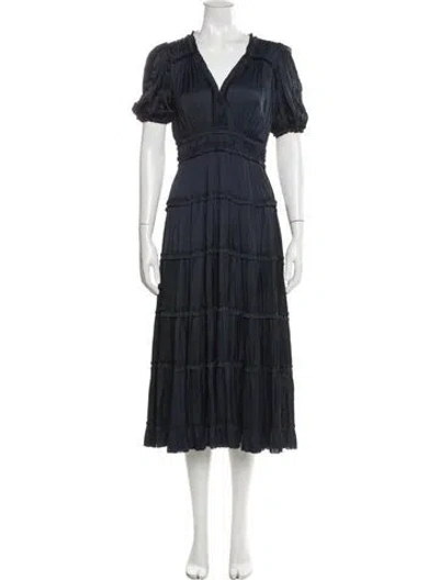 Pre-owned Ulla Johnson V-neck Long Dress In Blue