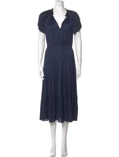 Pre-owned Ulla Johnson V-neck Long Dress In Blue
