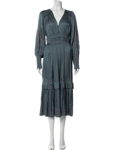 Pre-owned Ulla Johnson V-neck Long Dress In Blue