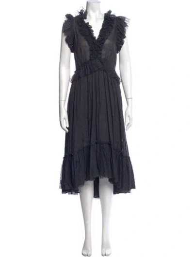 Pre-owned Ulla Johnson V-neck Long Dress In Blue