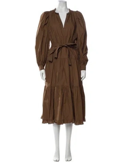 Pre-owned Ulla Johnson V-neck Long Dress In Brown