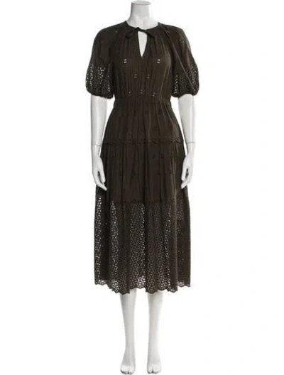Pre-owned Ulla Johnson V-neck Long Dress In Brown