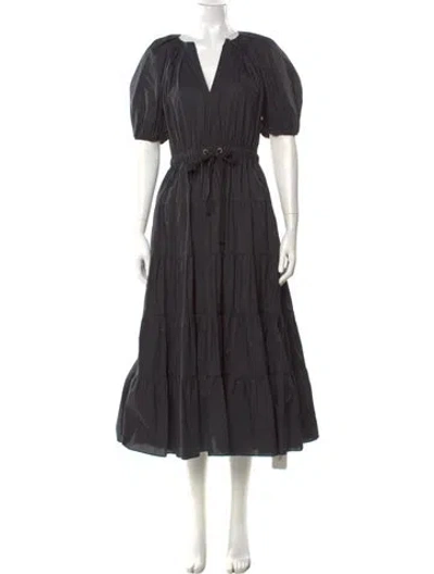 Pre-owned Ulla Johnson V-neck Long Dress In Gray