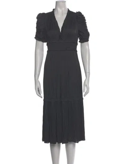 Pre-owned Ulla Johnson V-neck Long Dress In Gray