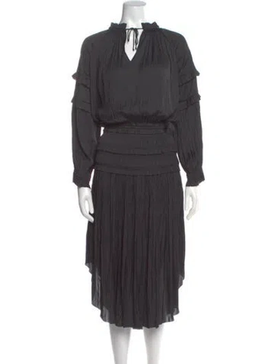 Pre-owned Ulla Johnson V-neck Long Dress In Gray