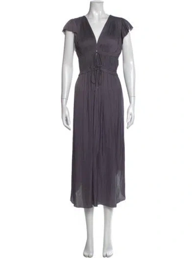 Pre-owned Ulla Johnson V-neck Long Dress In Gray
