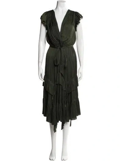 Pre-owned Ulla Johnson V-neck Long Dress In Green