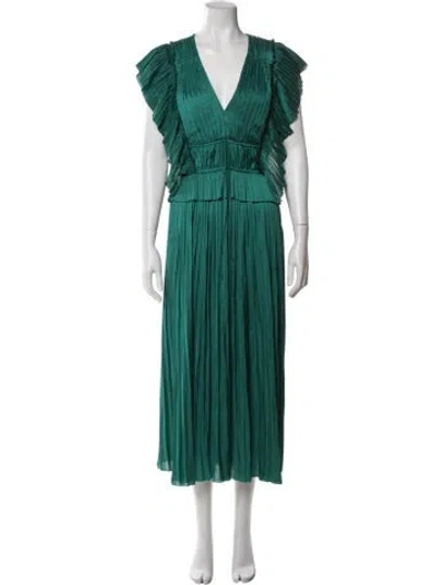 Pre-owned Ulla Johnson V-neck Long Dress In Green