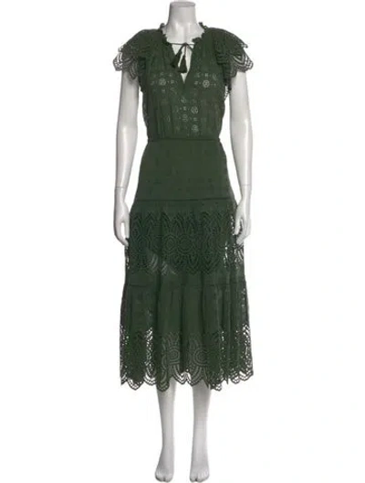 Pre-owned Ulla Johnson V-neck Long Dress In Green