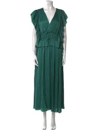 Pre-owned Ulla Johnson V-neck Long Dress In Green